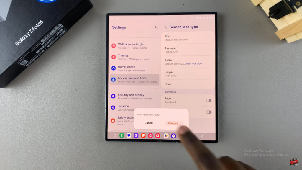 Change Lock Screen Type To Swipe On Samsung Galaxy Z Fold 6