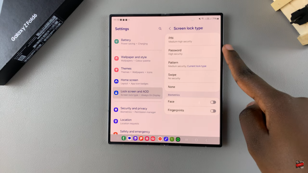 Change Lock Screen Pattern On Samsung Galaxy Z Fold 6