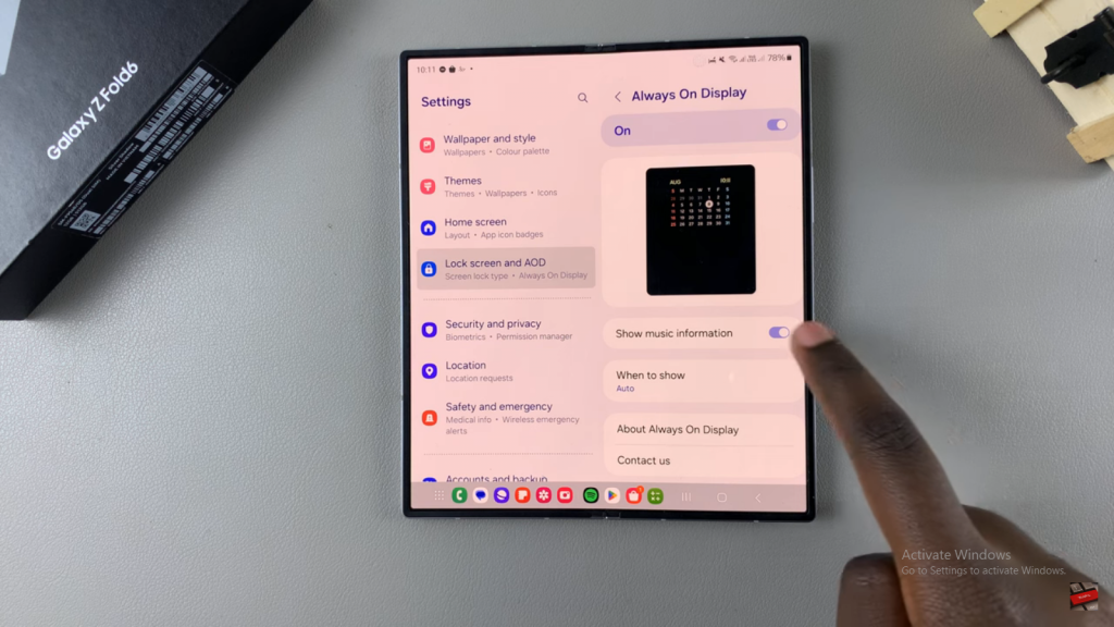 Hide Music Information On Always ON Display Of Samsung Galaxy Z Fold 6