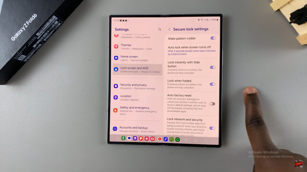 Make Lock Screen Pattern Visible Samsung Galaxy Z Fold 6