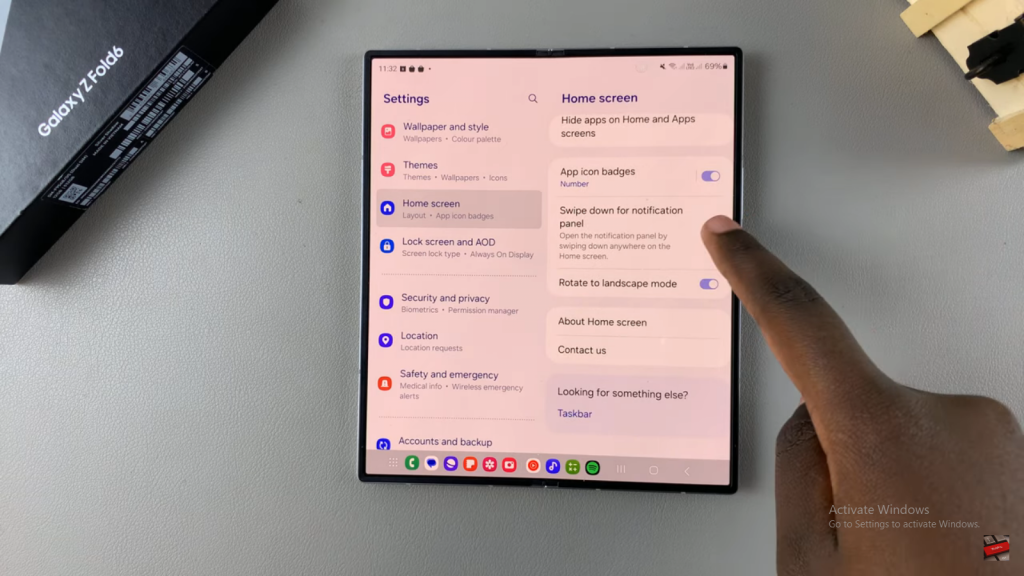 Disable 'Swipe Down For Notifications' On Samsung Galaxy Z Fold 6