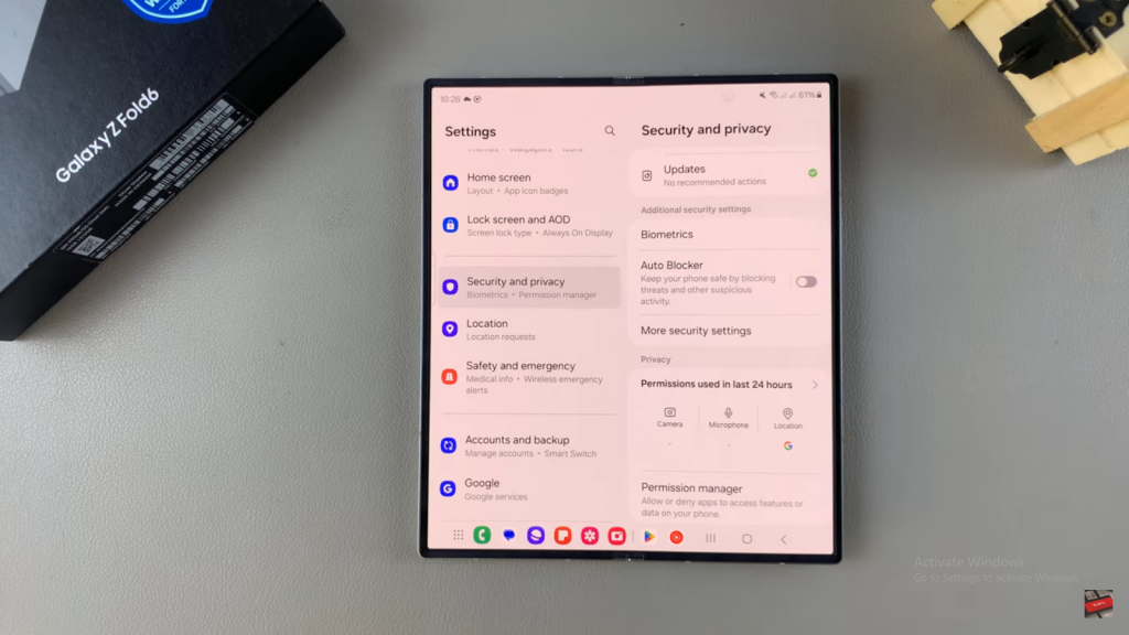 Enable or Disable Auto Blocker On Samsung Galaxy Z Fold 6