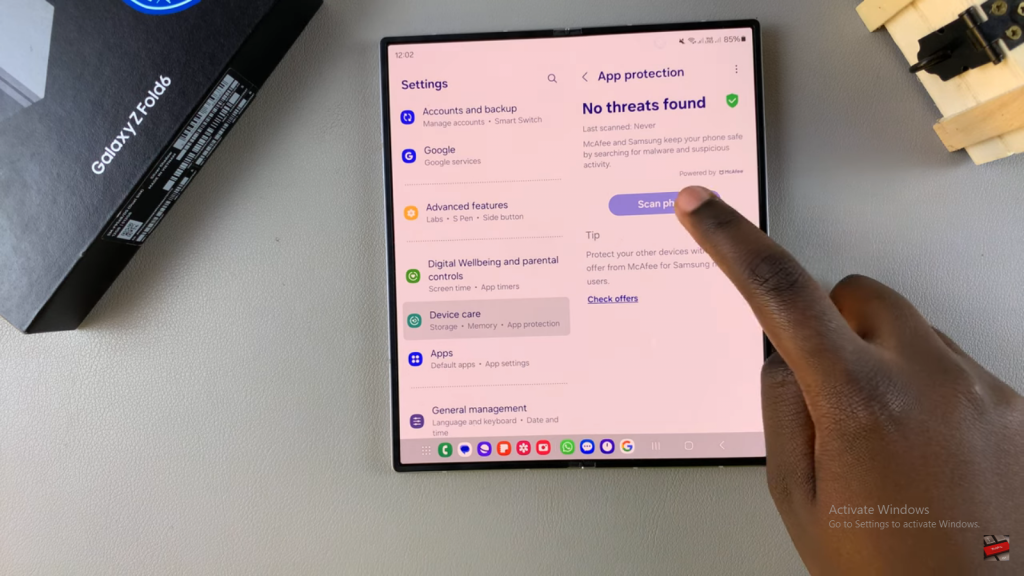 Run Antivirus Scan On Samsung Galaxy Z Fold 6