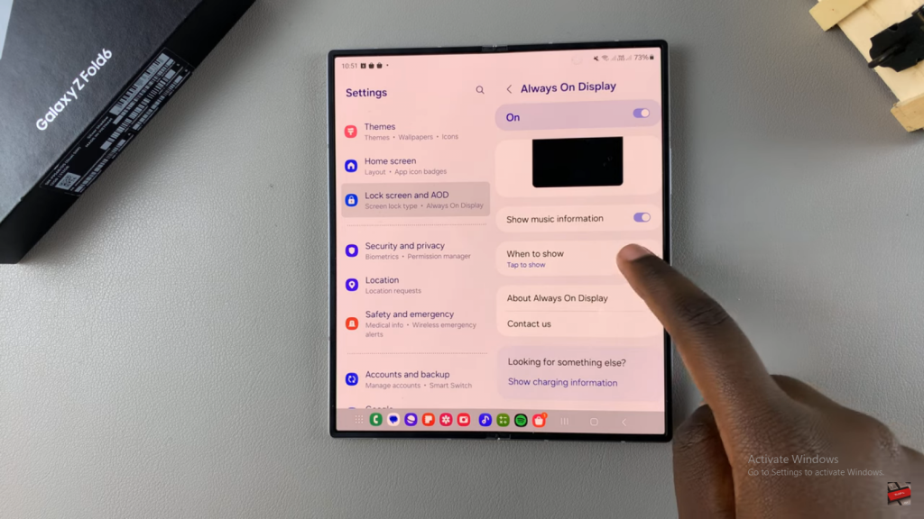 Schedule Always On Display On Samsung Galaxy Z Fold 6