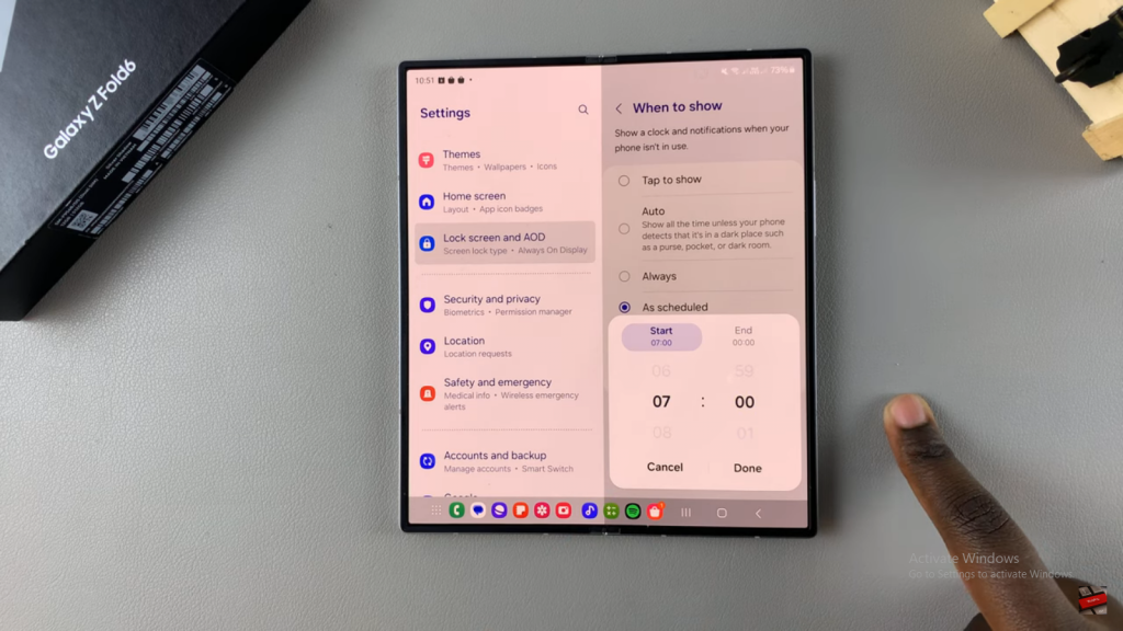 Schedule Always On Display On Samsung Galaxy Z Fold 6