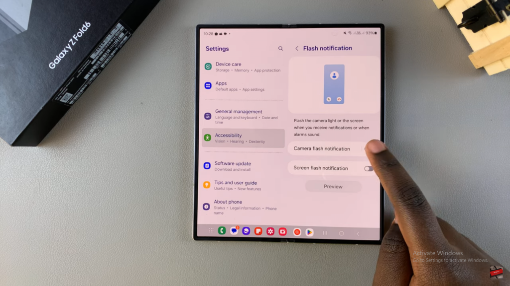  Enable Camera Flash Notifications On Samsung Galaxy Z Fold 6