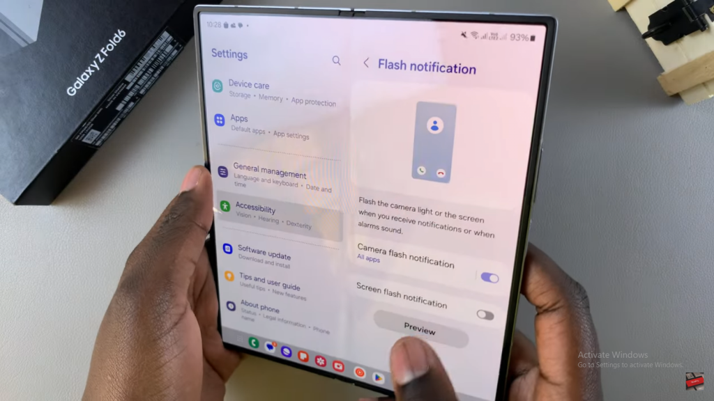  Enable Camera Flash Notifications On Samsung Galaxy Z Fold 6