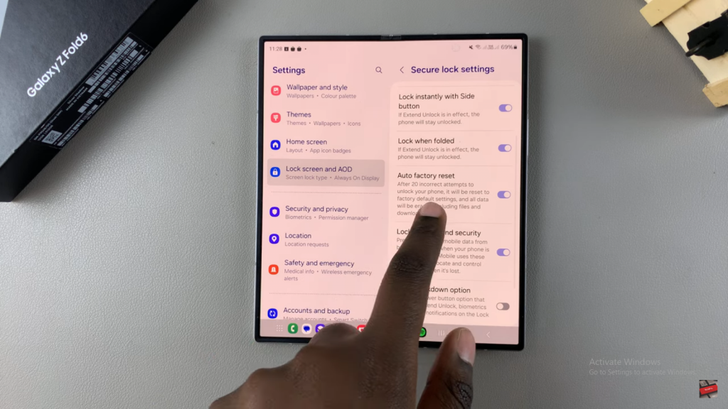 Disable Auto Factory Reset After 20 Failed Unlock Attempts Samsung Galaxy Z Fold 6