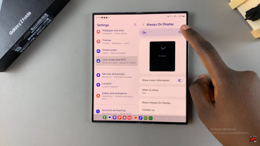 Tap To Show Always On Display On Samsung Galaxy Z Fold 6