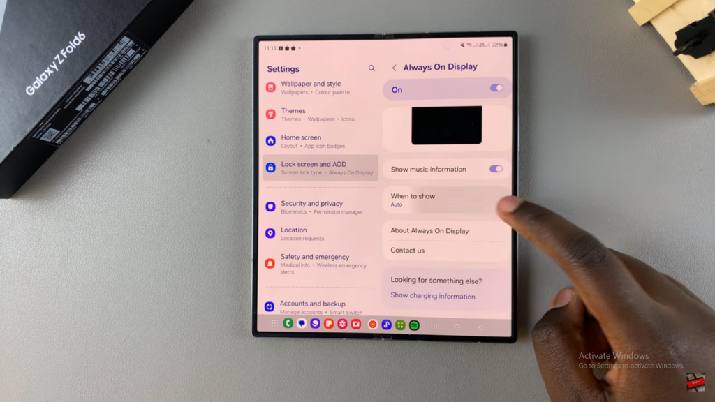 Tap To Show Always On Display On Samsung Galaxy Z Fold 6