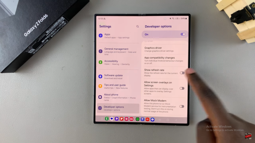 Display Refresh Rate On Samsung Galaxy Z Fold 6