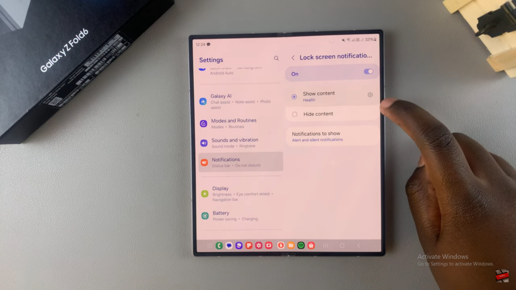 Enable Lock Screen Notifications On Samsung Galaxy Z Fold 6