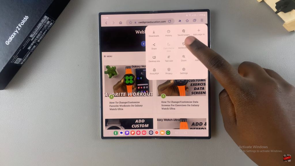 Enable Ad Blocker For Samsung Internet On Samsung Galaxy Z Fold 6