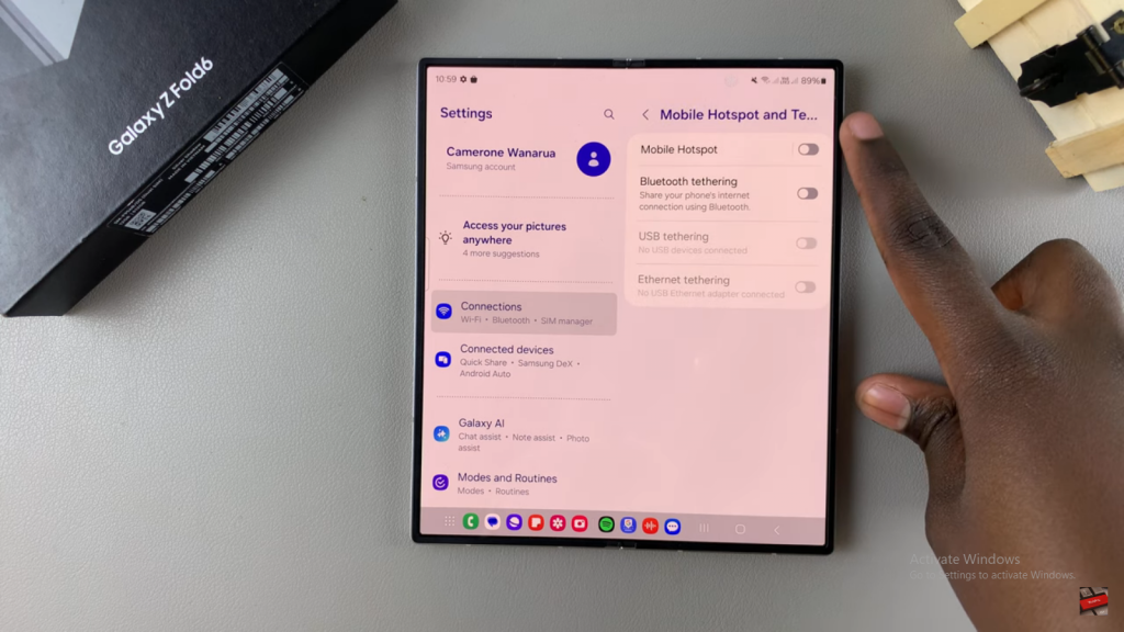 Change Mobile Hotspot Name & Password On Samsung Galaxy Z Fold 6