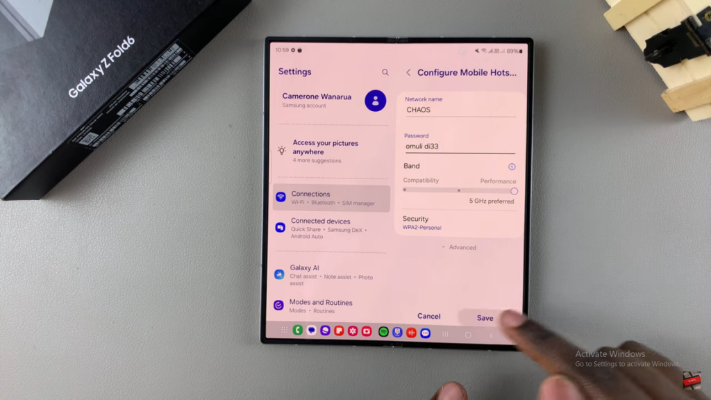 Change Mobile Hotspot Name & Password On Samsung Galaxy Z Fold 6