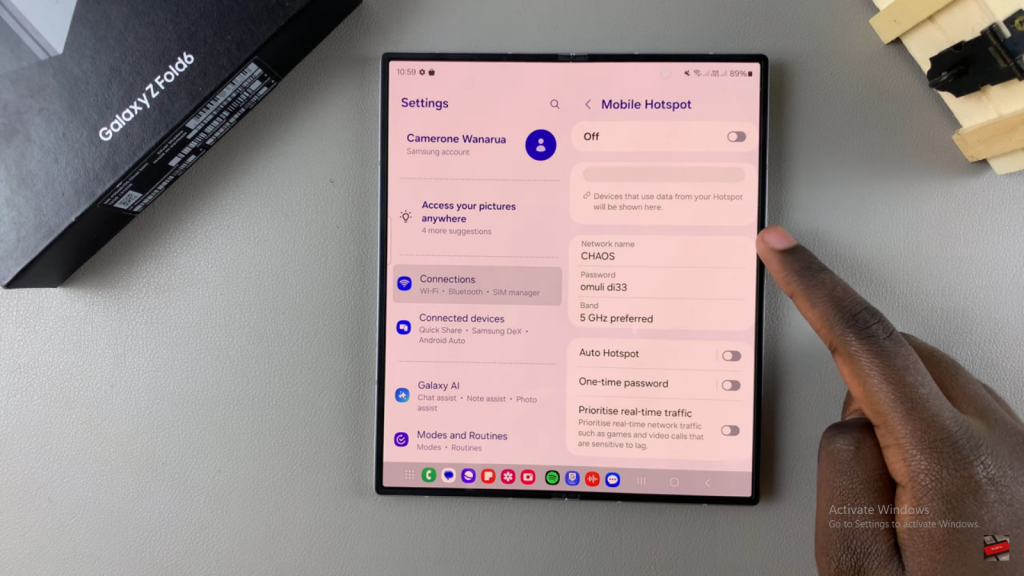 Change Mobile Hotspot Name & Password On Samsung Galaxy Z Fold 6