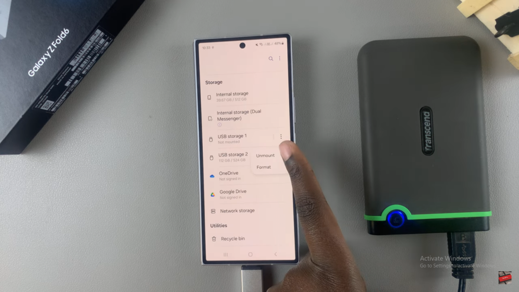 Safely Unmount /Eject External Hard Disk On Samsung Galaxy Z Fold 6