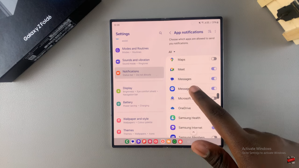 Disable Text Message Notifications On Lock Screen Of Samsung Galaxy Z Fold 6