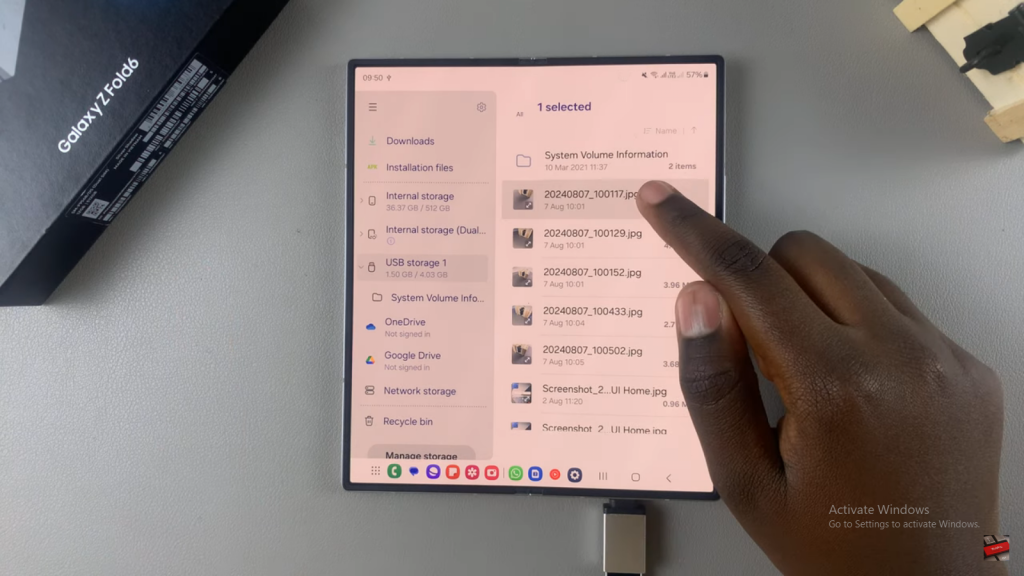 Transfer Files From USB Flash Drive To Samsung Galaxy Z Fold 6