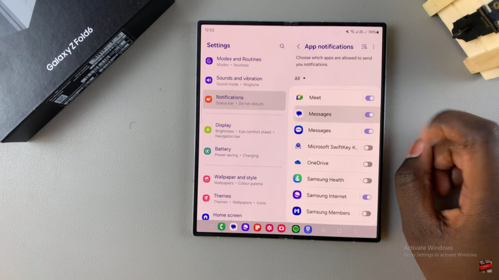 Disable Message Notifications On Samsung Galaxy Z Fold 6