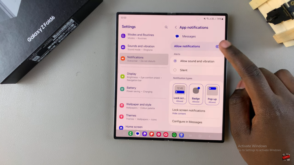 Disable Message Notifications On Samsung Galaxy Z Fold 6