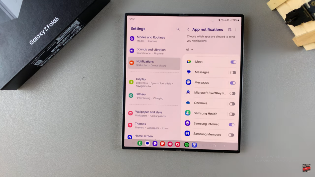 Disable Message Notifications On Samsung Galaxy Z Fold 6