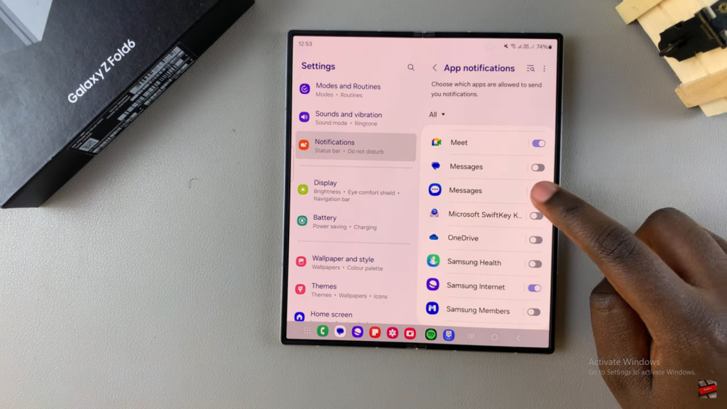 Disable Message Notifications On Samsung Galaxy Z Fold 6