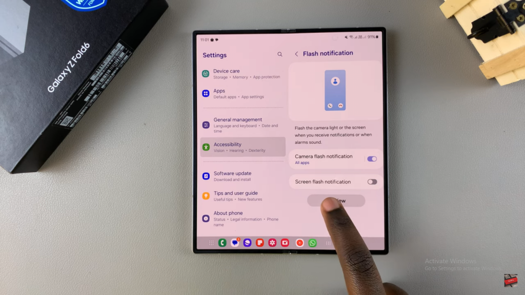 Enable Screen Flash Notifications On Samsung Galaxy Z Fold 6