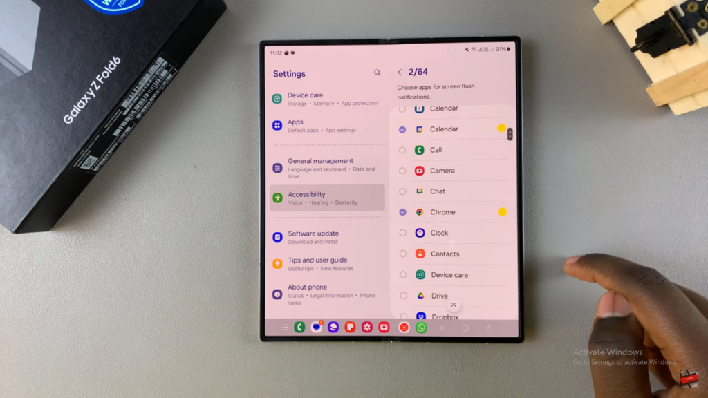 Enable Screen Flash Notifications On Samsung Galaxy Z Fold 6