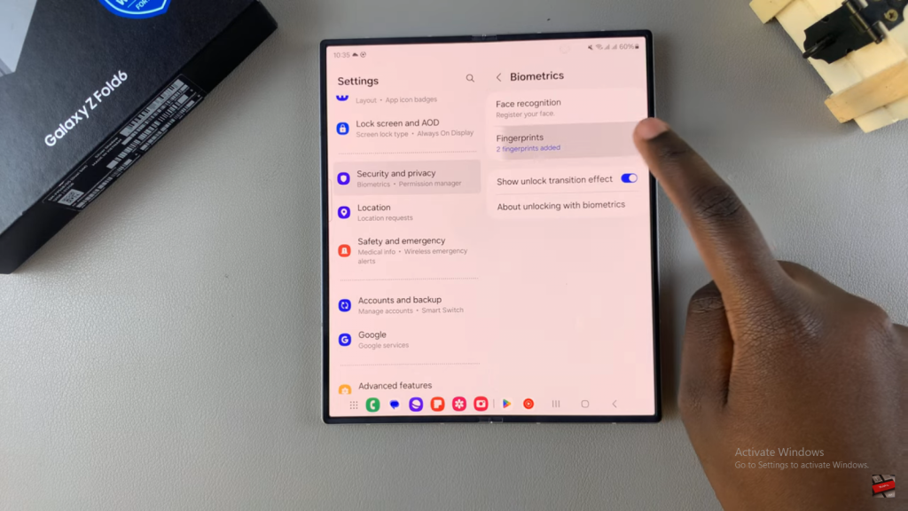 Rename Fingerprints On Samsung Galaxy Z Fold 6