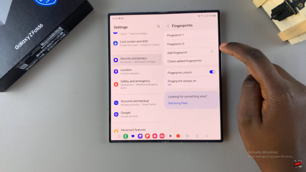 Rename Fingerprints On Samsung Galaxy Z Fold 6