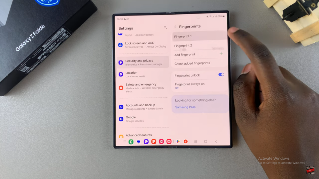 Rename Fingerprints On Samsung Galaxy Z Fold 6