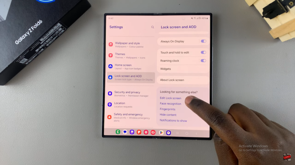 Lock Screen Shortcuts On Samsung Galaxy Z Fold 6