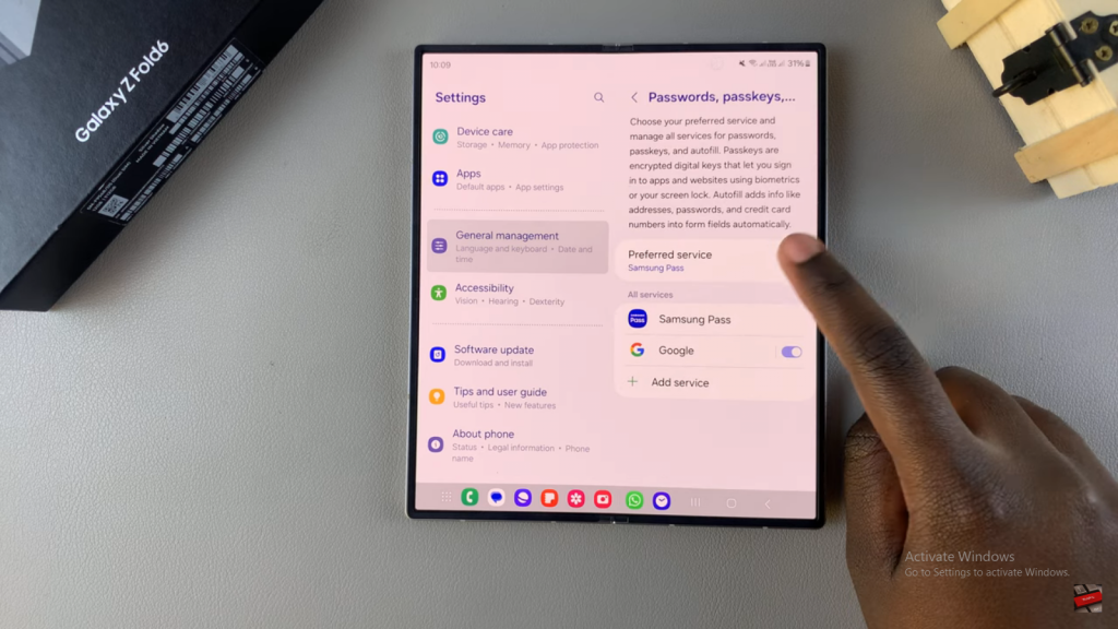Make Google Password Manager Your Preferred Service On Samsung Galaxy Z Fold 6