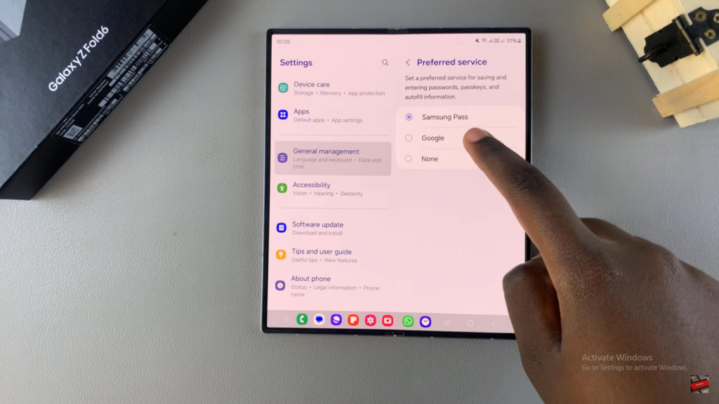 Make Google Password Manager Your Preferred Service On Samsung Galaxy Z Fold 6