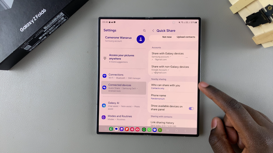 Turn Quick Share (Nearby Sharing) ON / OFF On Galaxy Z Fold 6