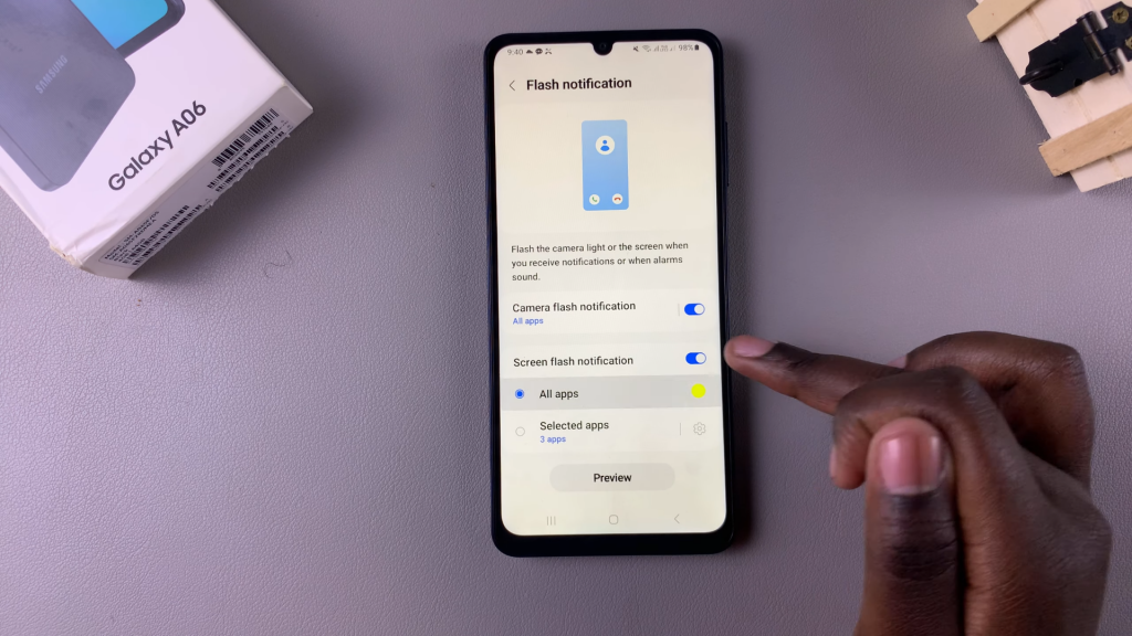 Enable Screen Flash Notifications On Samsung Galaxy A06