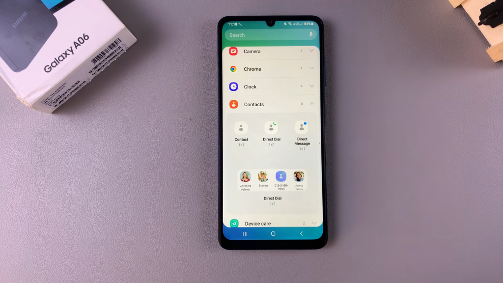 Add Contact Widget To Home Screen Of Samsung Galaxy A06