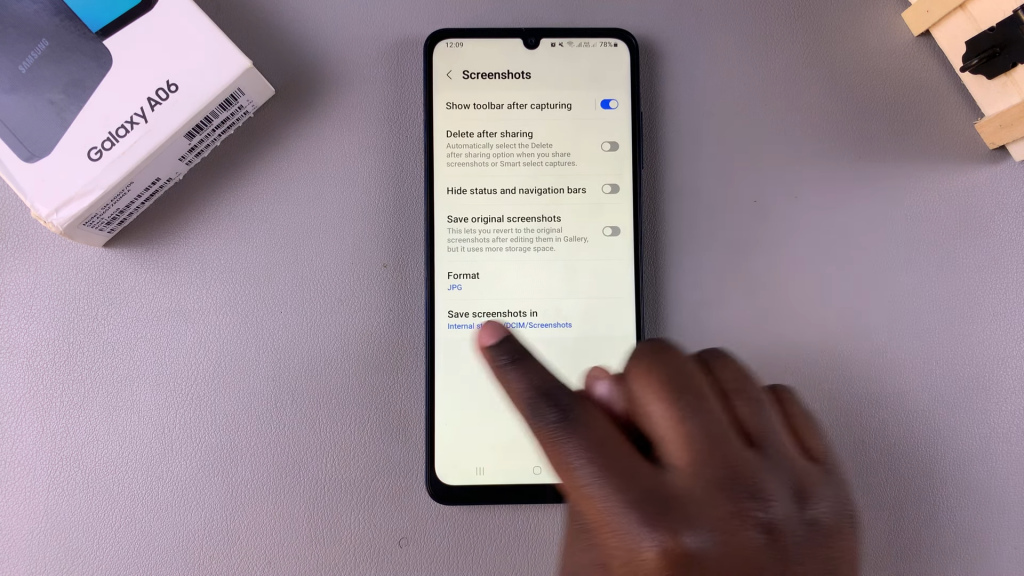 Change Screenshot Format In Samsung Galaxy A06