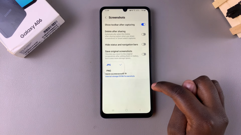 Change Screenshot Format In Samsung Galaxy A06