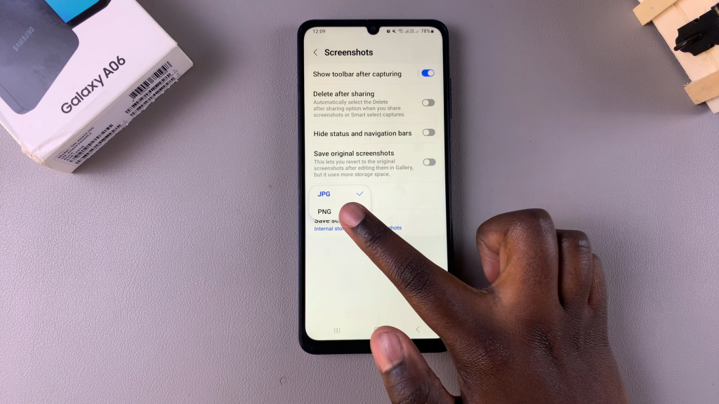 Change Screenshot Format In Samsung Galaxy A06