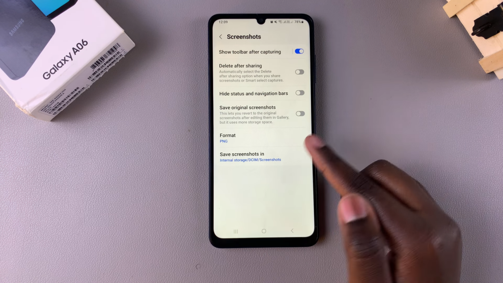 Change Screenshot Format In Samsung Galaxy A06