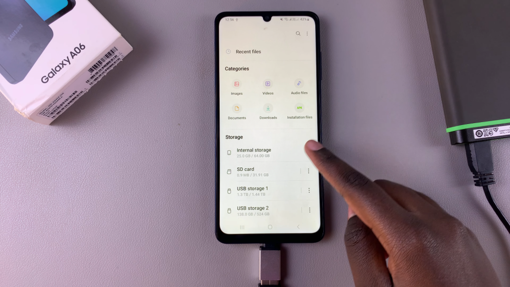 Transfer Files From Samsung Galaxy A06 To An External Hard Disk