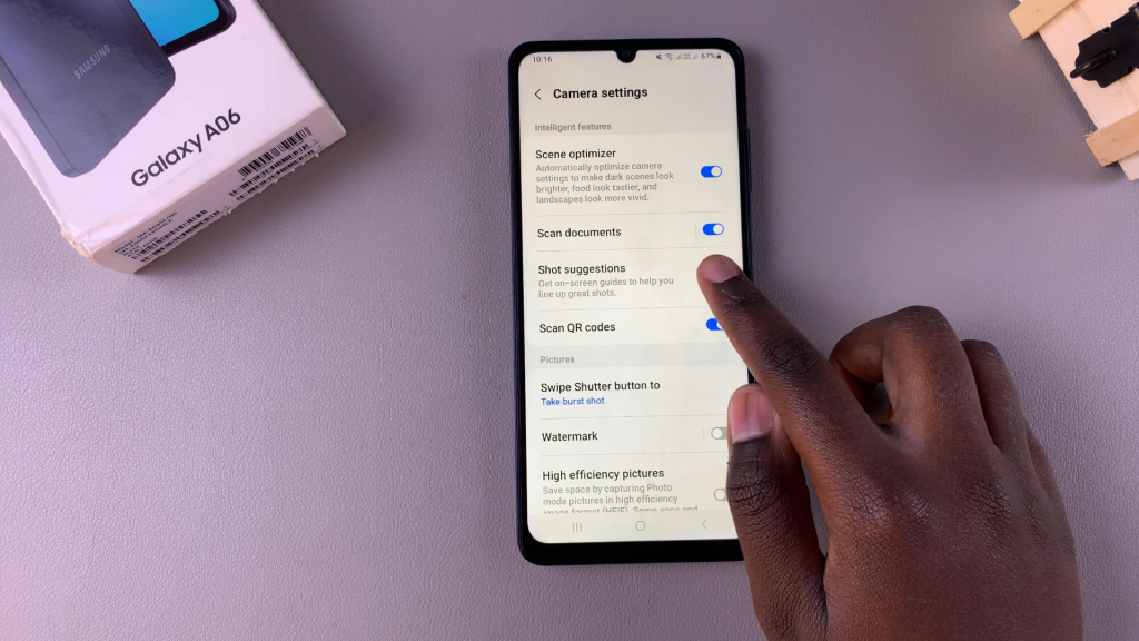 Enable Shot suggestions On Samsung Galaxy A06