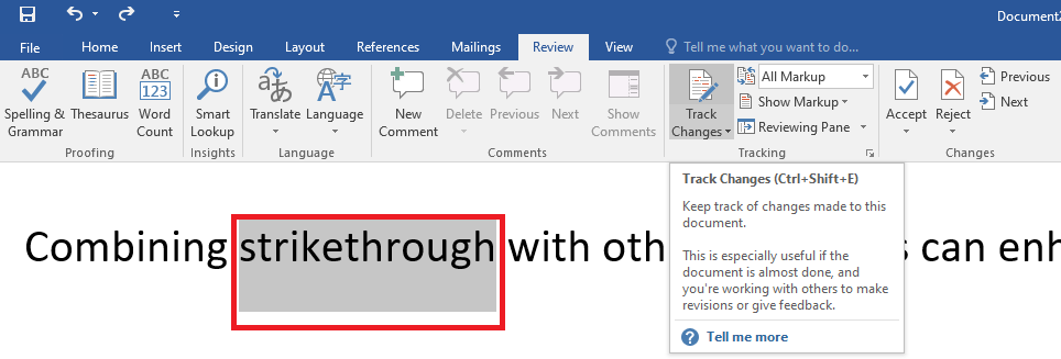 Strikethrough Text in Microsoft Word