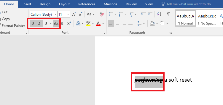 Strikethrough Text in Microsoft Word