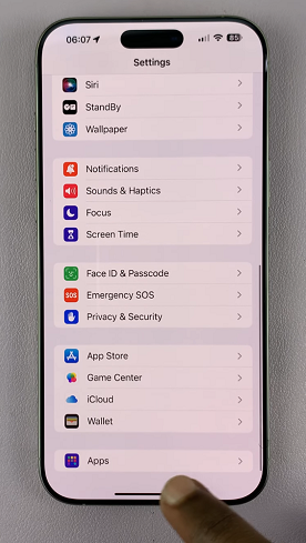 Apps Settings On iPhone 16