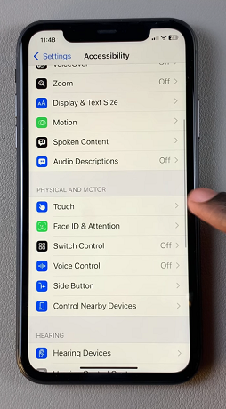 Touch Accessibility Settings