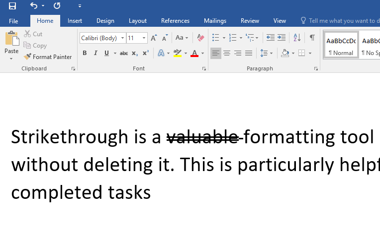 Strikethrough Text in Microsoft Word