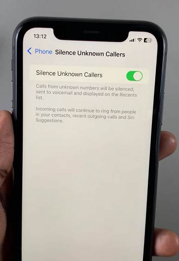 Enable Silence Unknown Callers On iPhone 11